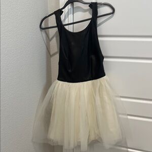 Alice + Olivia Cream and Black Mini Dress with Tulle Skirt